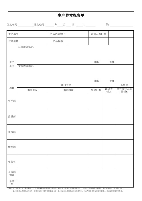 生产异常报告单