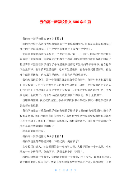 我的高一新学校作文600字5篇