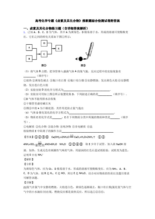 高考化学专题《卤素及其化合物》推断题综合检测试卷附答案