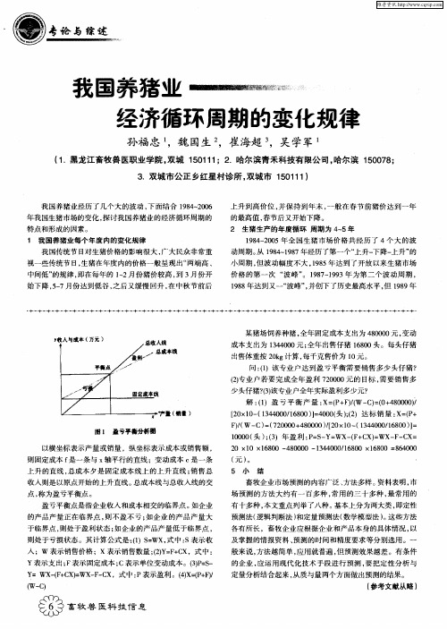 我国养猪业经济循环周期的变化规律