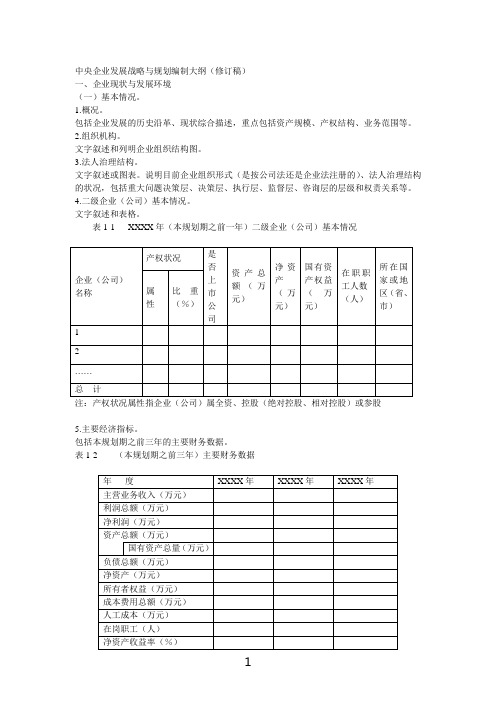 央企战略规划