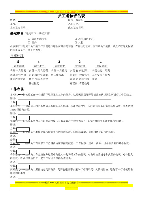 沃尔玛考核报表