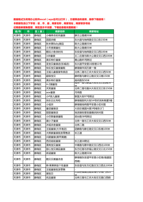 2020新版天津市天津市静海区儿童服饰工商企业公司商家名录名单黄页联系电话号码地址大全93家