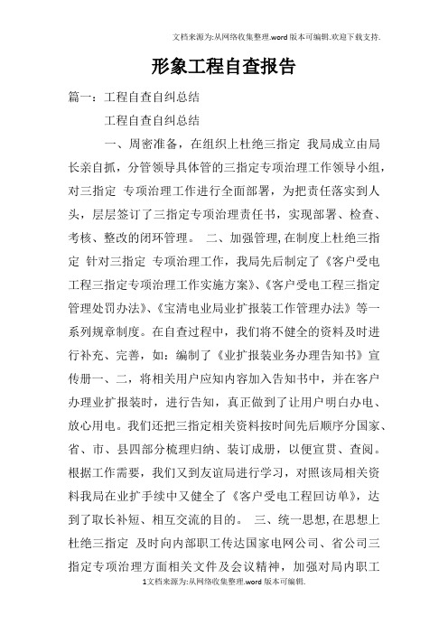 形象工程自查报告doc