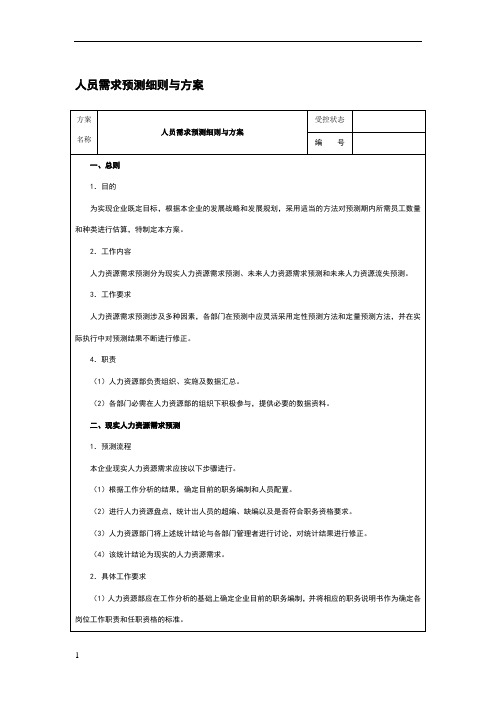 人员需求预测细则与方案