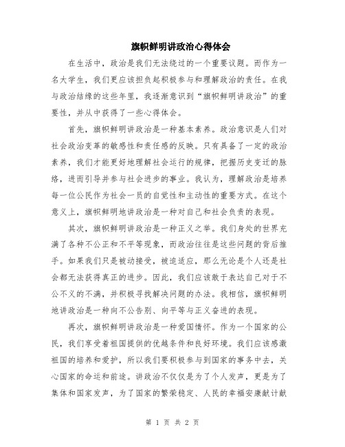 旗帜鲜明讲政治心得体会