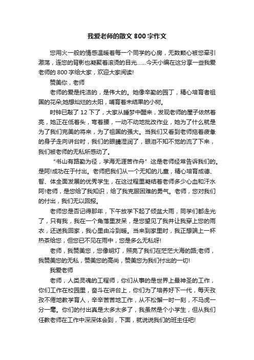 我爱老师的散文800字作文