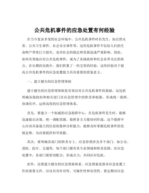 公共危机事件的应急处置有何经验