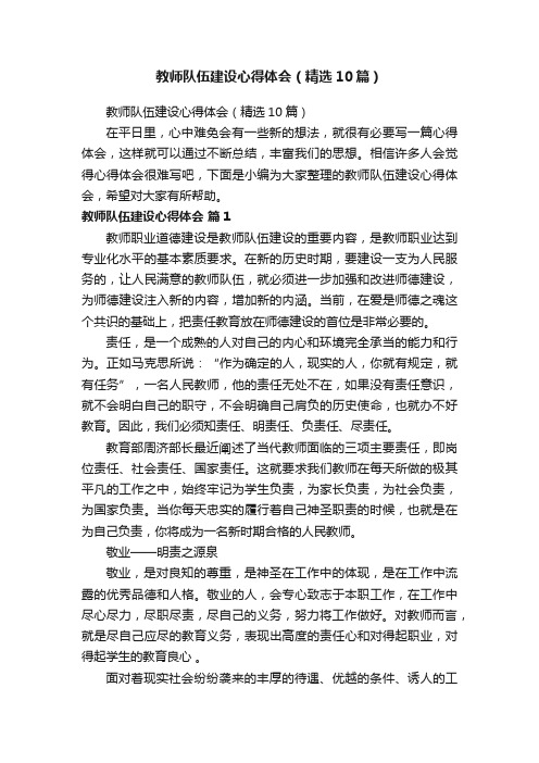 教师队伍建设心得体会（精选10篇）