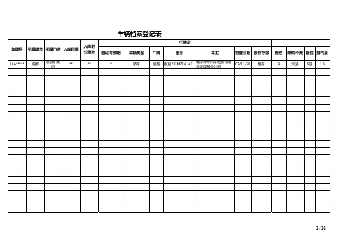 车辆档案记录表(标准模板)