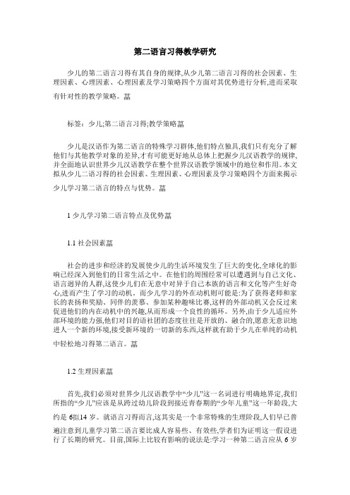 第二语言习得教学研究