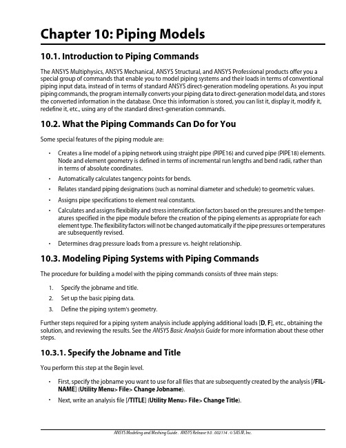 Piping Models of ANSYS Modeling and Meshing Guide