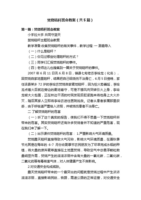 焚烧秸秆班会教案（共5篇）