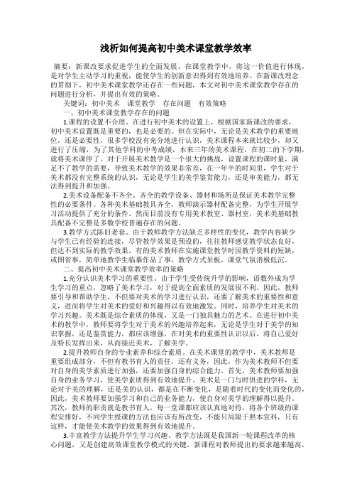 浅析如何提高初中美术课堂教学效率