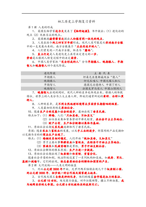 初三历史上学期复习全资料苏教版
