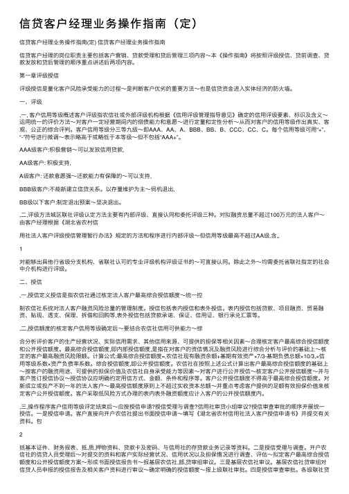 信贷客户经理业务操作指南（定）