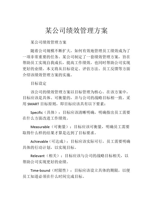 某公司绩效管理方案