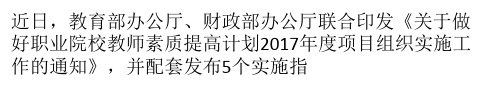 全面提升职业院校教师素质能力