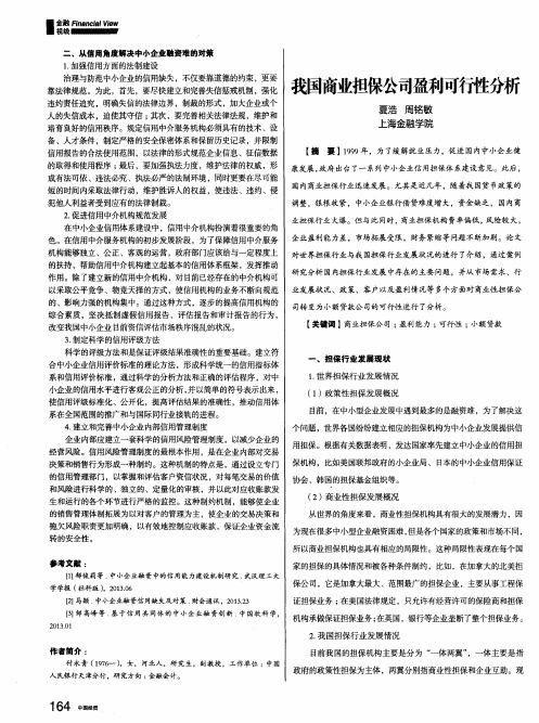 我国商业担保公司盈利可行性分析