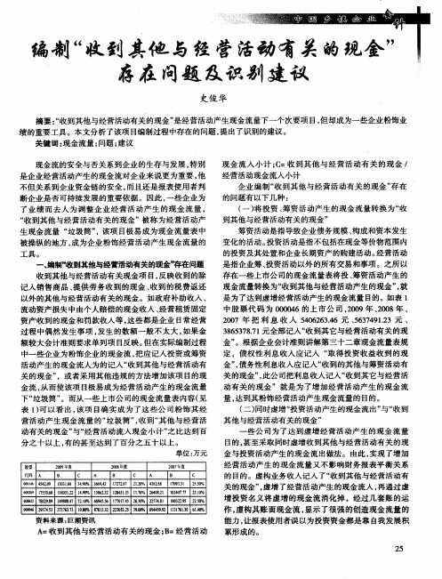 编制“收到其他与经营活动有关的现金”存在问题及识别建议