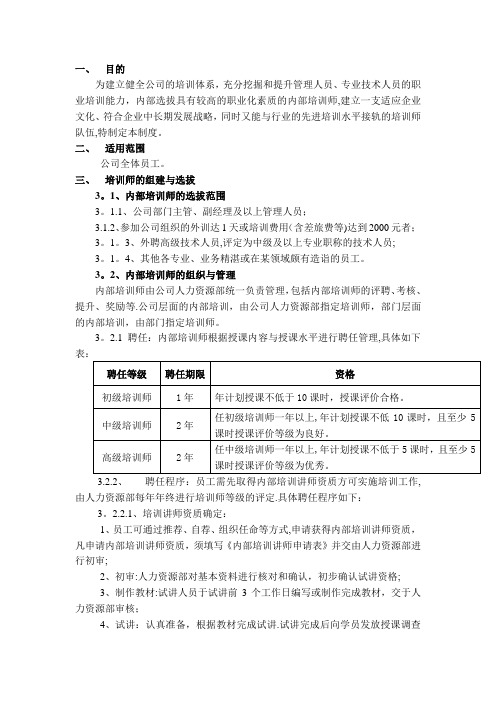 内部培训师管理制度