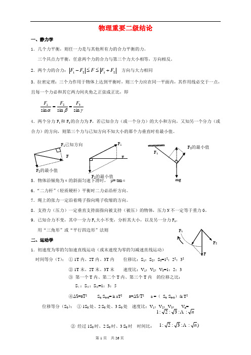 高中物理重要二级结论(全)