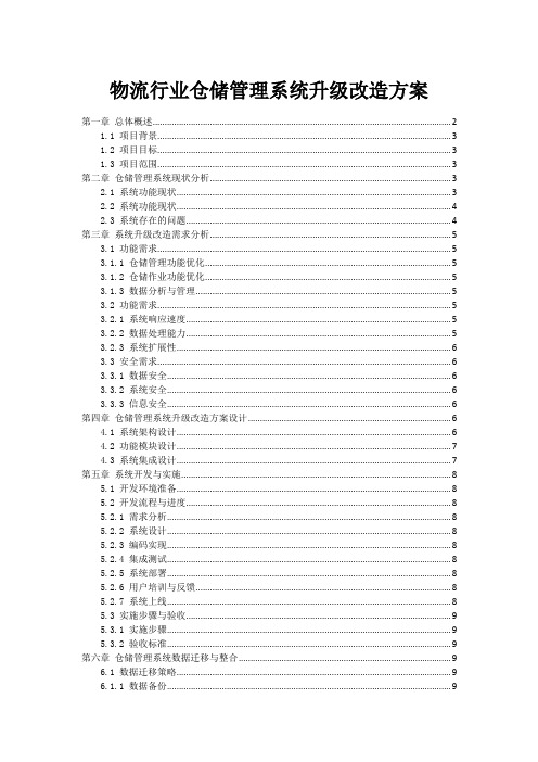 物流行业仓储管理系统升级改造方案