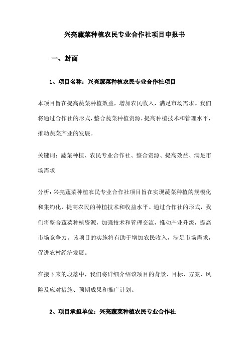 兴亮蔬菜种植农民专业合作社项目申报书