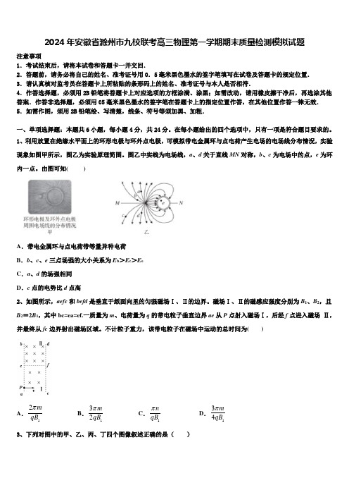 2024年安徽省滁州市九校联考高三物理第一学期期末质量检测模拟试题含解析