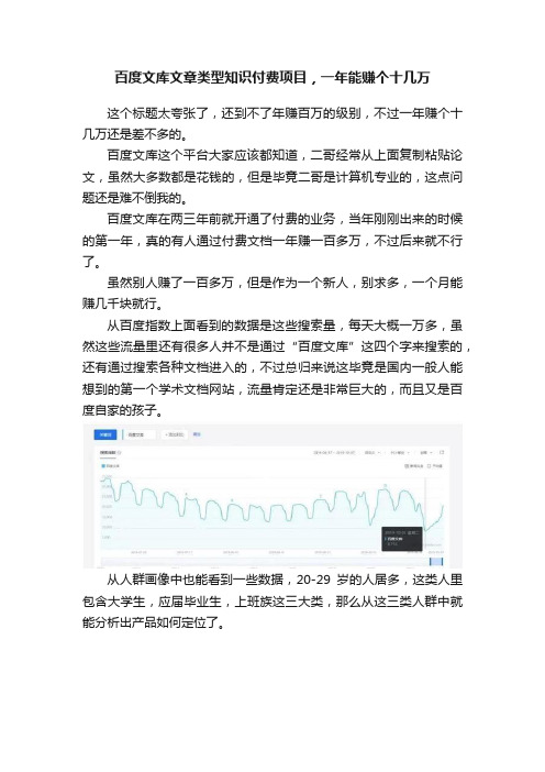 百度文库文章类型知识付费项目，一年能赚个十几万