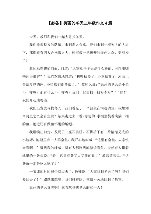 美丽的冬天三年级作文4篇精选