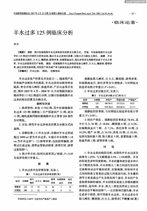 羊水过多125例临床分析