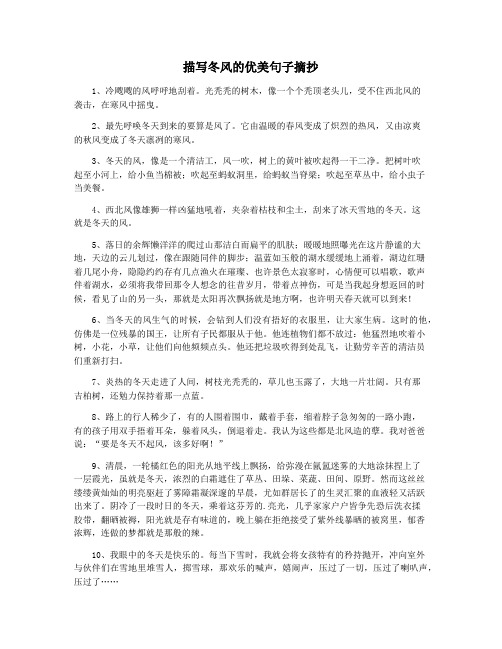 描写冬风的优美句子摘抄