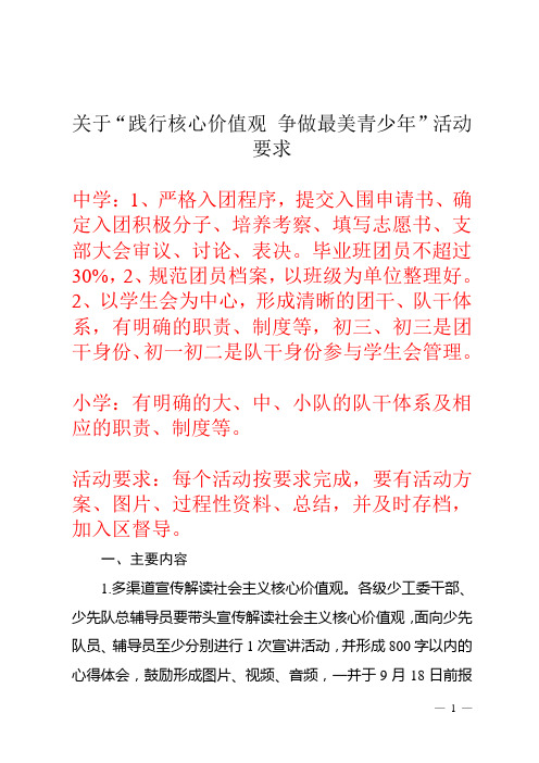 关于“践行核心价值观_争做最美青少年”要求