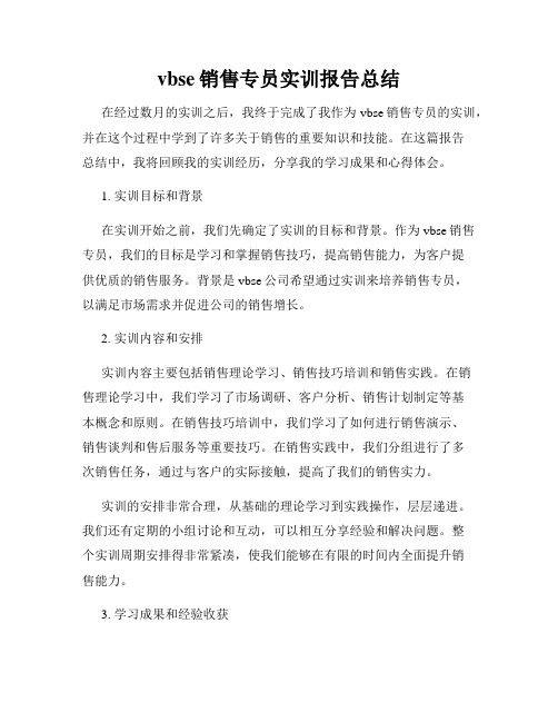 vbse销售专员实训报告总结