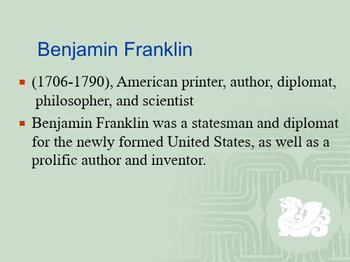 美国文学史2. Benjamin Franklin