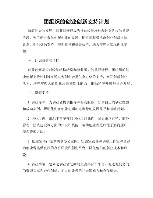 团组织的创业创新支持计划