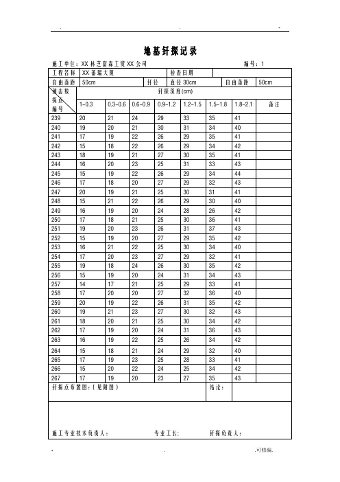 地基钎探记录
