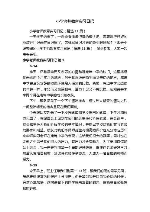 小学老师教育实习日记（精选11篇）