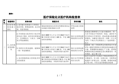 医疗保险定点医疗机构检查表