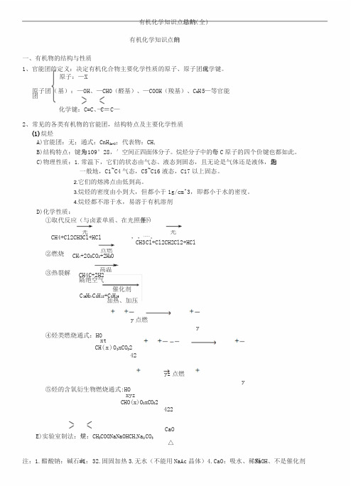 有机化学知识点总结归纳(全)