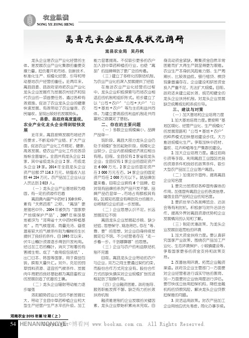 嵩县龙头企业发展状况调研