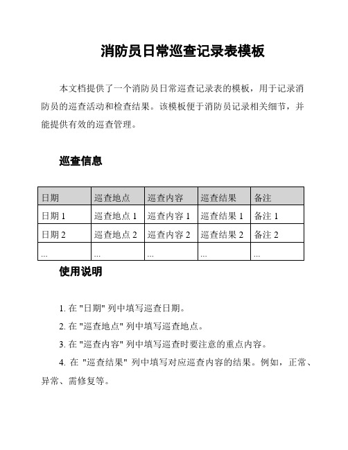 消防员日常巡查记录表模板