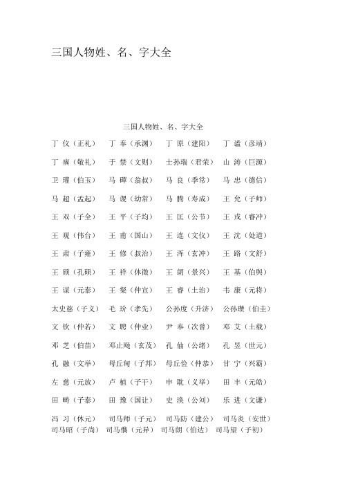 三国人物姓名字大全(20210201182820)