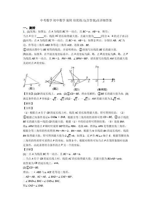 中考数学 初中数学 旋转 培优练习(含答案)及详细答案