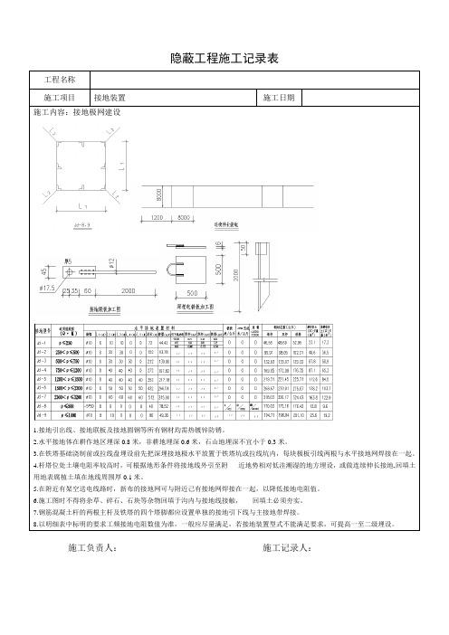 隐蔽工程施工记录表