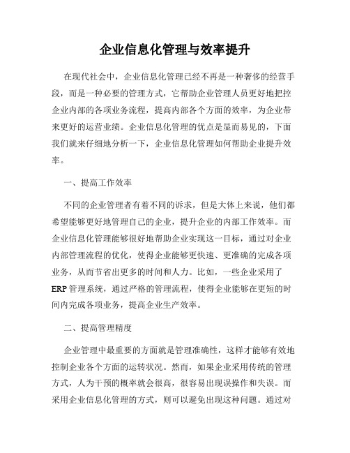 企业信息化管理与效率提升