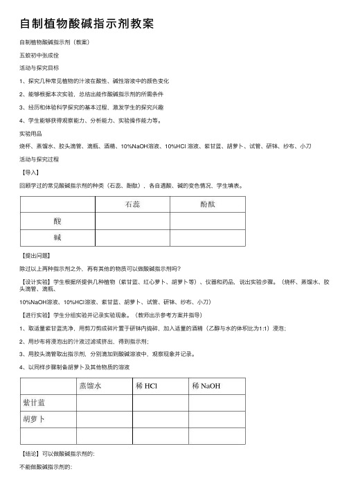 自制植物酸碱指示剂教案