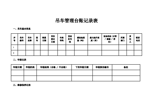 吊车管理台账记录表