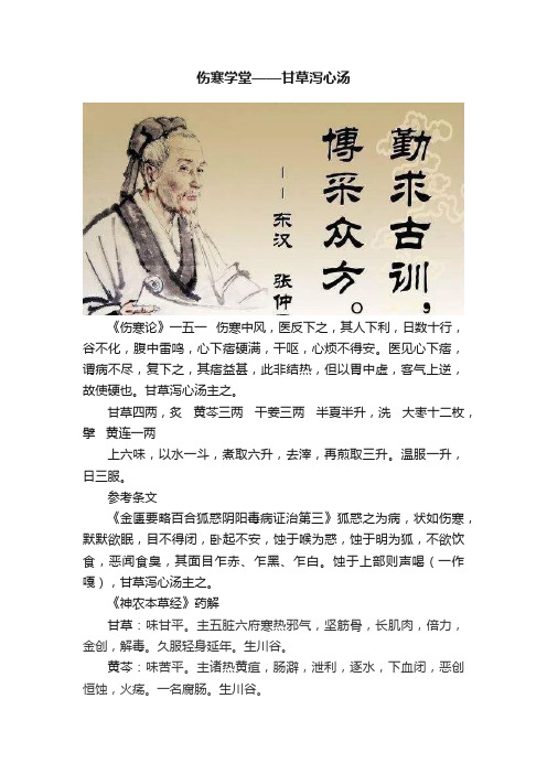 伤寒学堂——甘草泻心汤